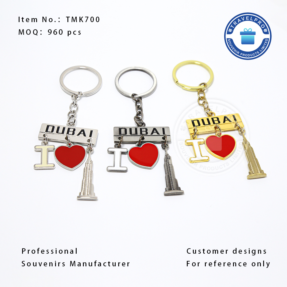 Custom Metal Dubai Exquisite Keyring Tourist Souvenir with Charming