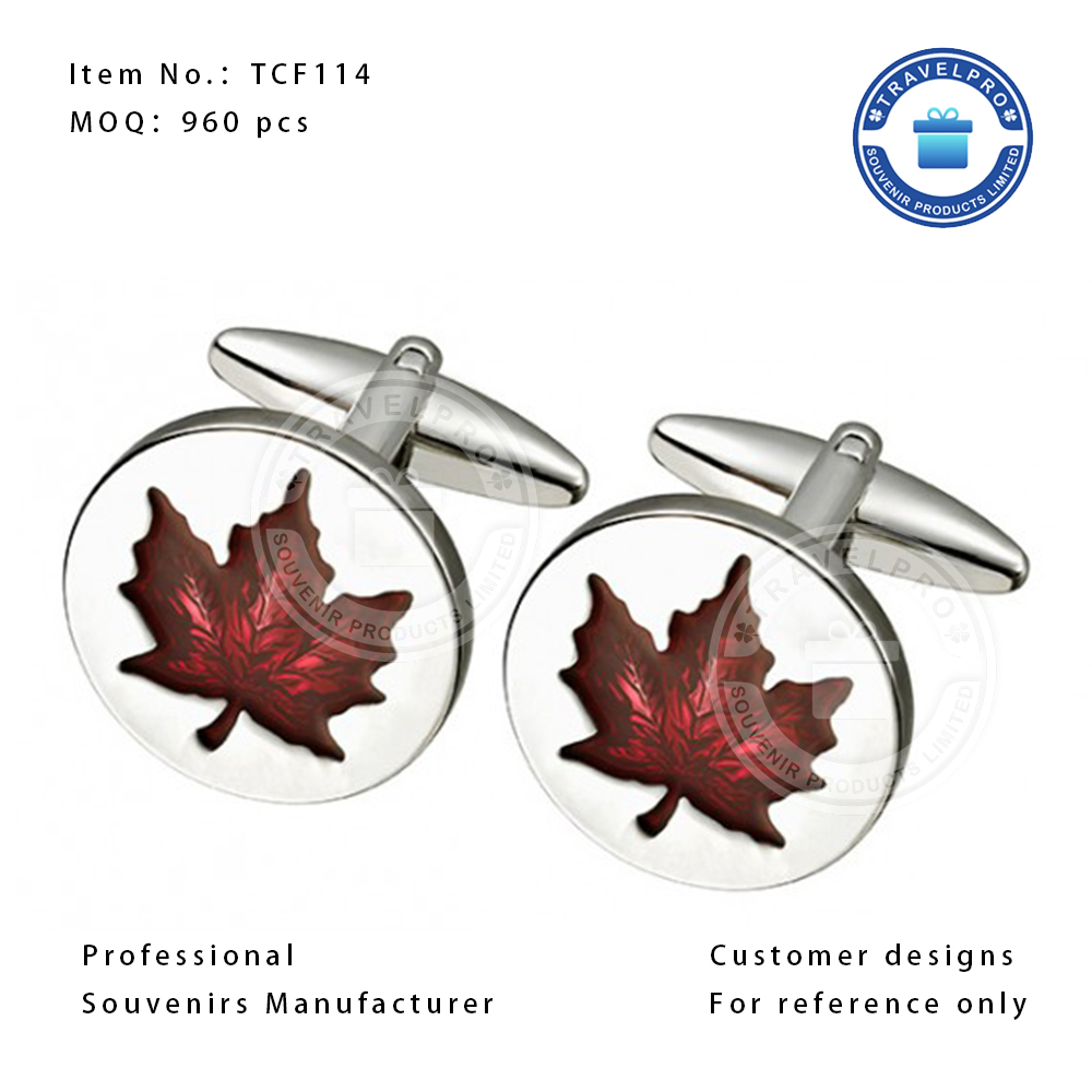 High Quality Metal Souvenir Canada Maple Leaf Cufflink