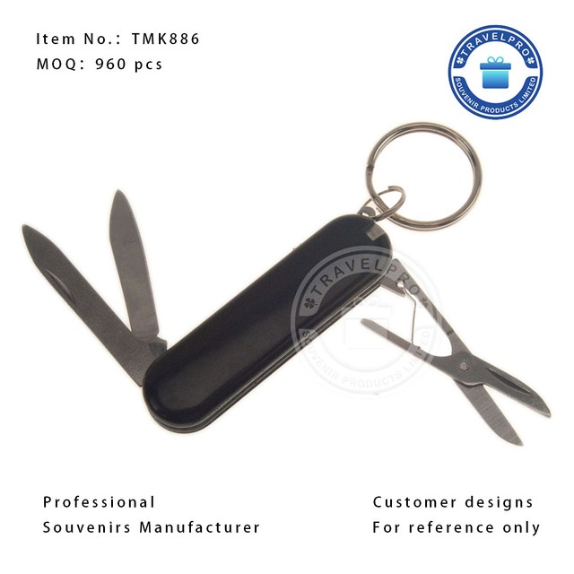 Balnk OEM Customized Metal Souvenir Pocket Functional Knife Keychain