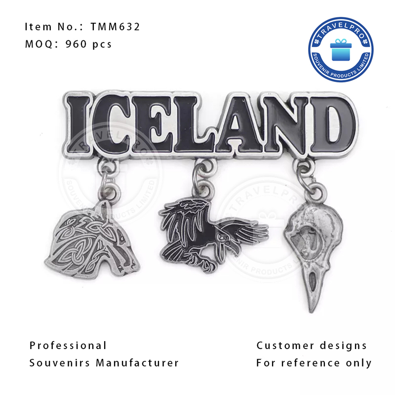 Iceland Wholesale Customized Metal Souvenir Charm Magnet