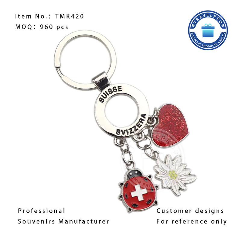 Switzerland Metal Charm Keychain with OEM Design