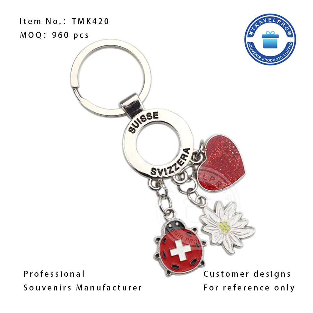 Switzerland Metal Charm Keychain with OEM Design
