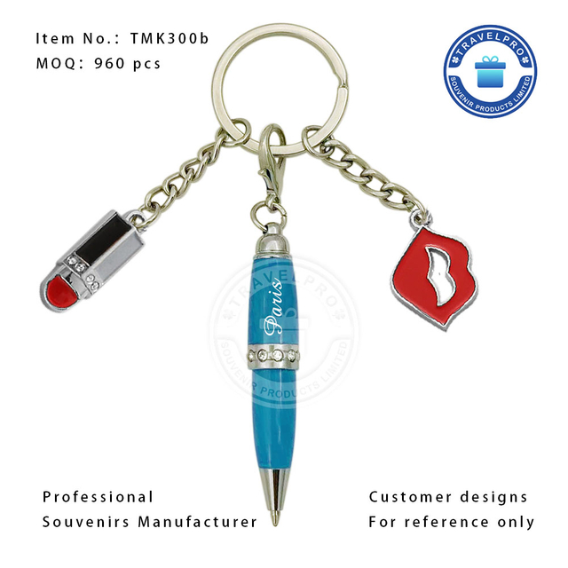 Paris OEM High Quality Souvenir Mini Pen Keychain 