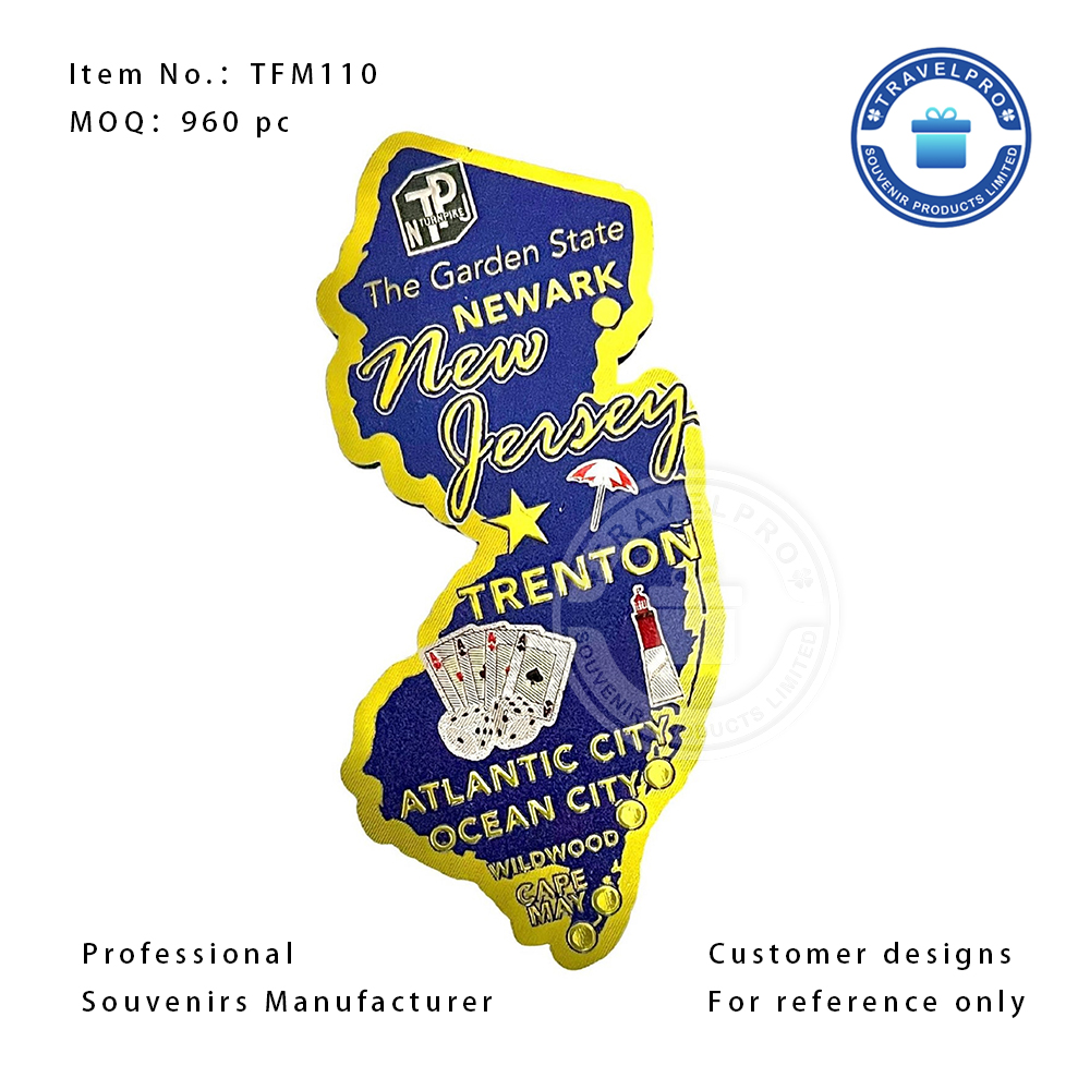 New Jersey Souvenir Foil Magnet with Customized Design