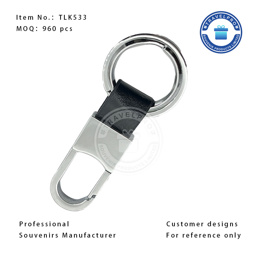 High Quality Classic Design Wholesale Genuine Leather Keychain with Metal Clip