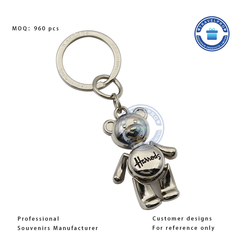 3D Customized Metal Bear Keychain Souvenir