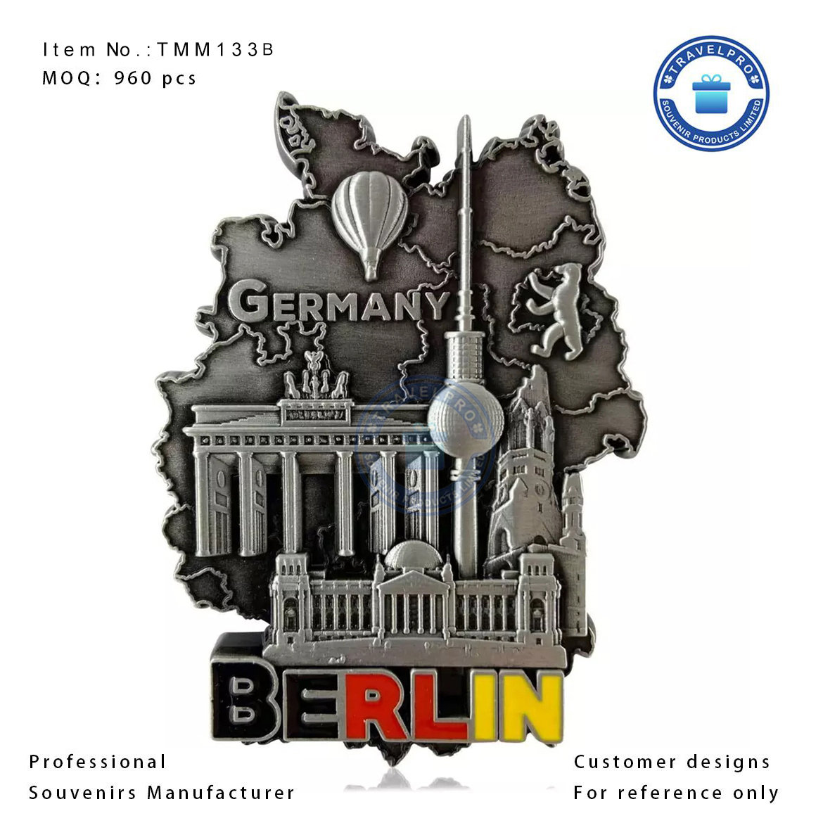 Wholesale Germany Customized Metal Embossed Fridge Magnet