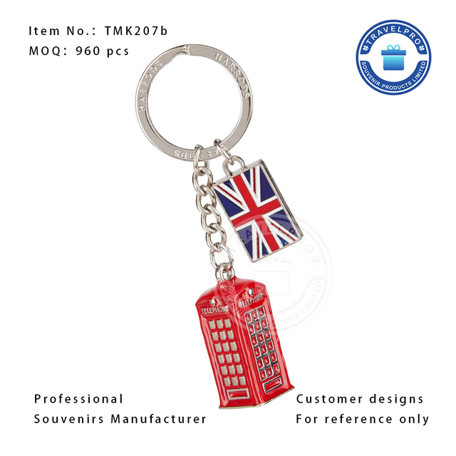 3D London Telephone Booth Wholesale Customized Souvenir Keychain 