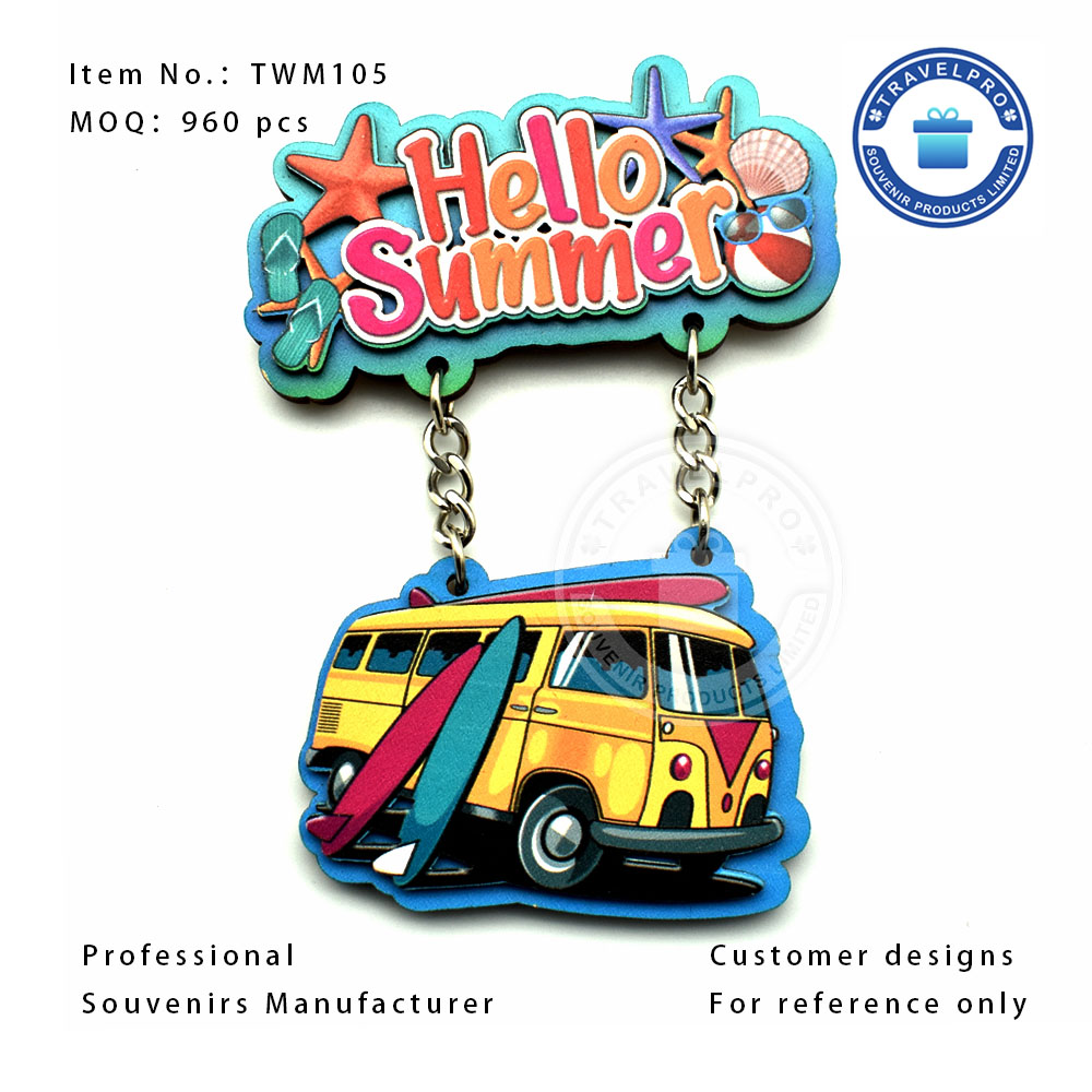 Summer Tourist Bus OEM Customized MDF Magnet 