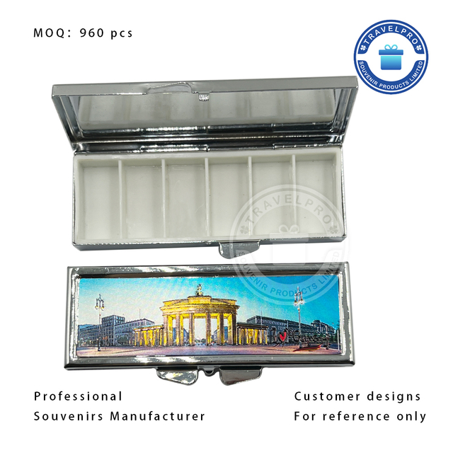 Square Shaped Souvenir Pill Box with Foil Sticker