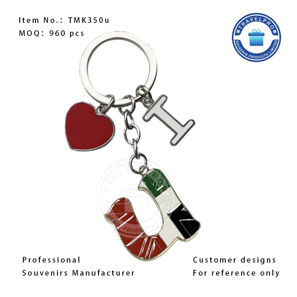 Metal Customized Souvenir Alphabet Keychain for Tourist
