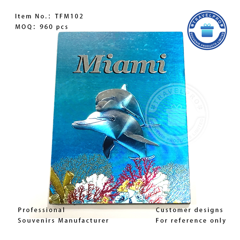 Miami Foil Sticker Magnet with Dolphin 