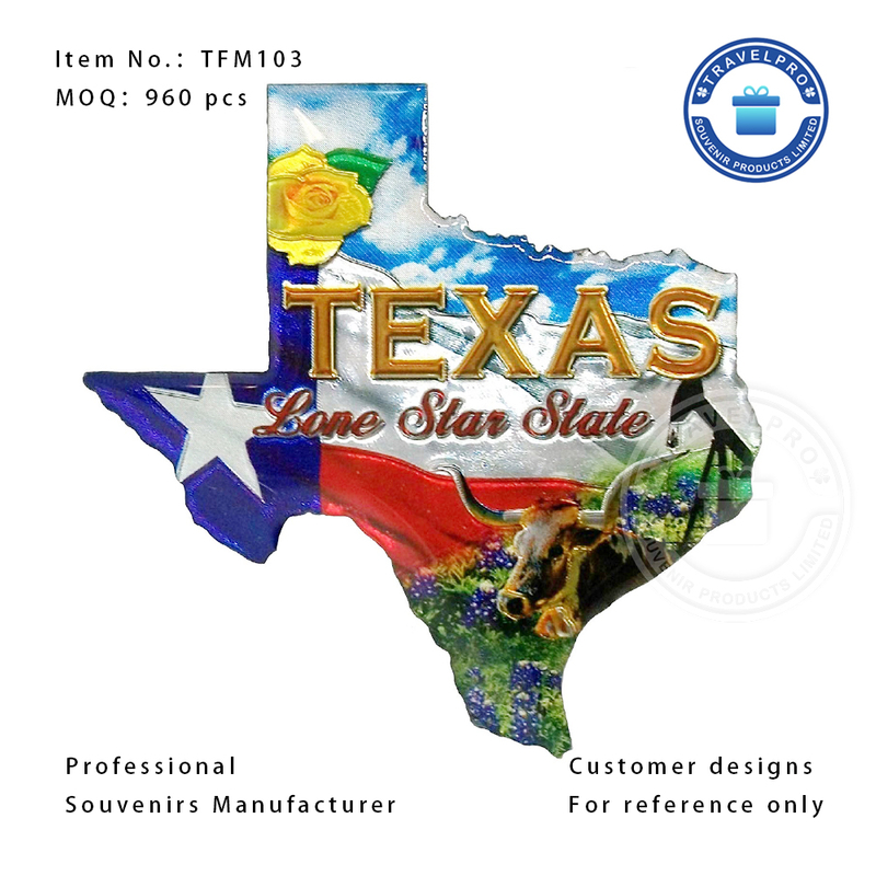 Texas Map Foil Sticker Magnet with Customized Design 