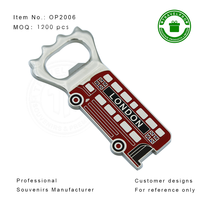 London Bus Shaped Customized Souvenir Bottle Opener with Magnet-OP2006