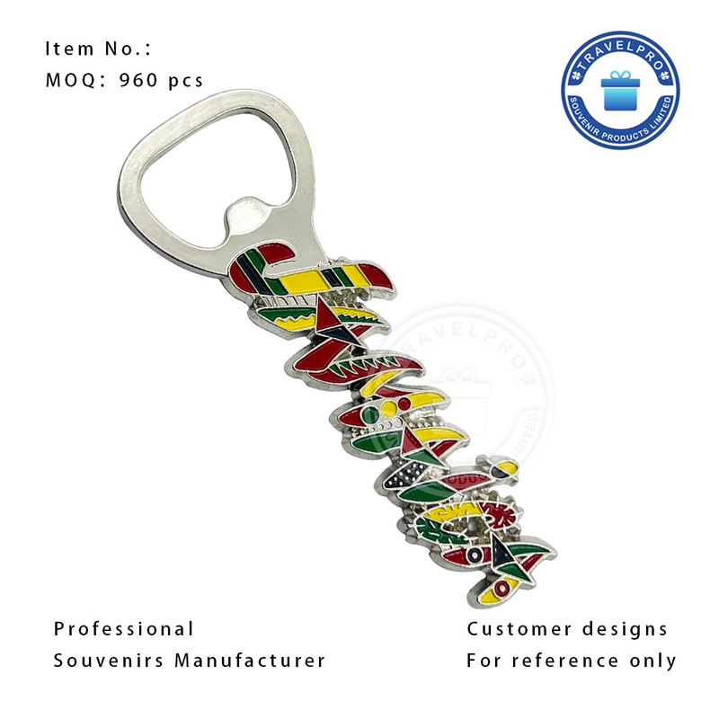 Rasta Colored Jamaica Wording Magnet with Bottle Opener in Customized Design