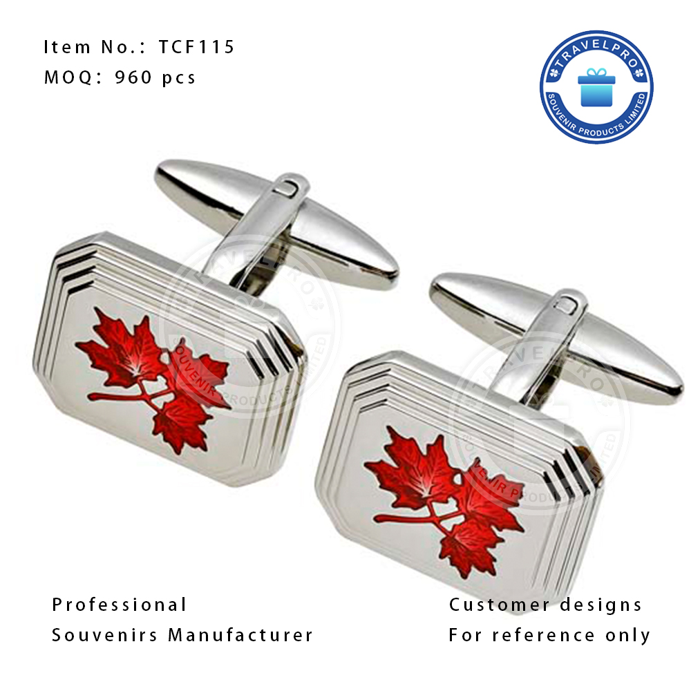Customized Shape Metal Souvenir Canada Maple Leaf Cufflink