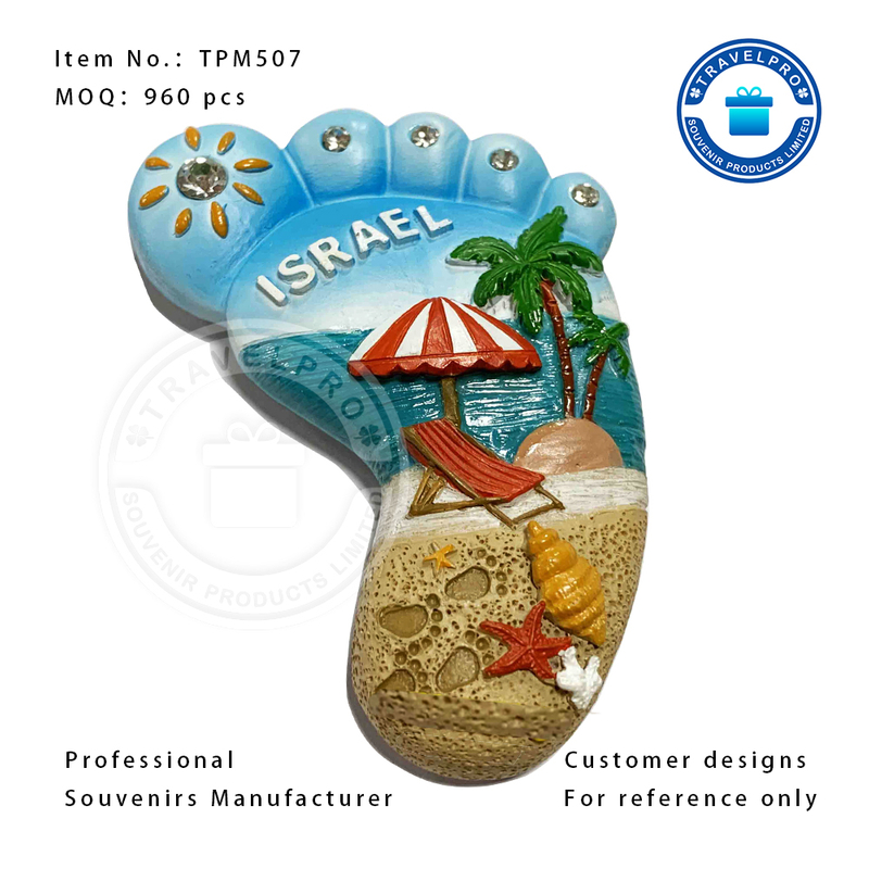 Footprint Shape Personalized Design ISRAEL Beach Handmade Resin Magnet