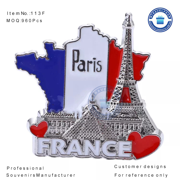 Wholesale Paris Customized Metal Embossed Fridge Magnet