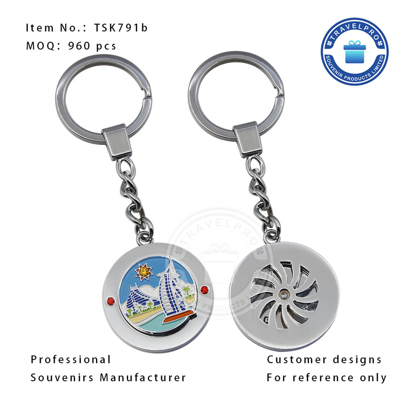 Rotatable Dubai Metal Souvenir Keychain with Customzied Design