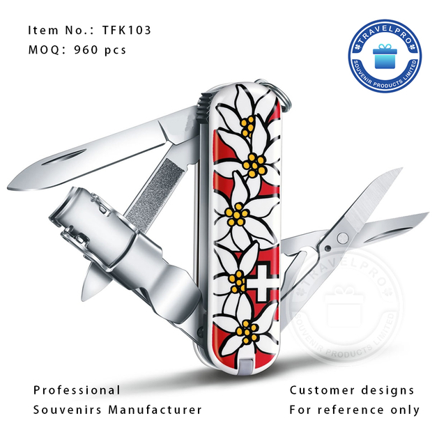 Edelweiss Pattern Swissland Metal Pocket Knife 