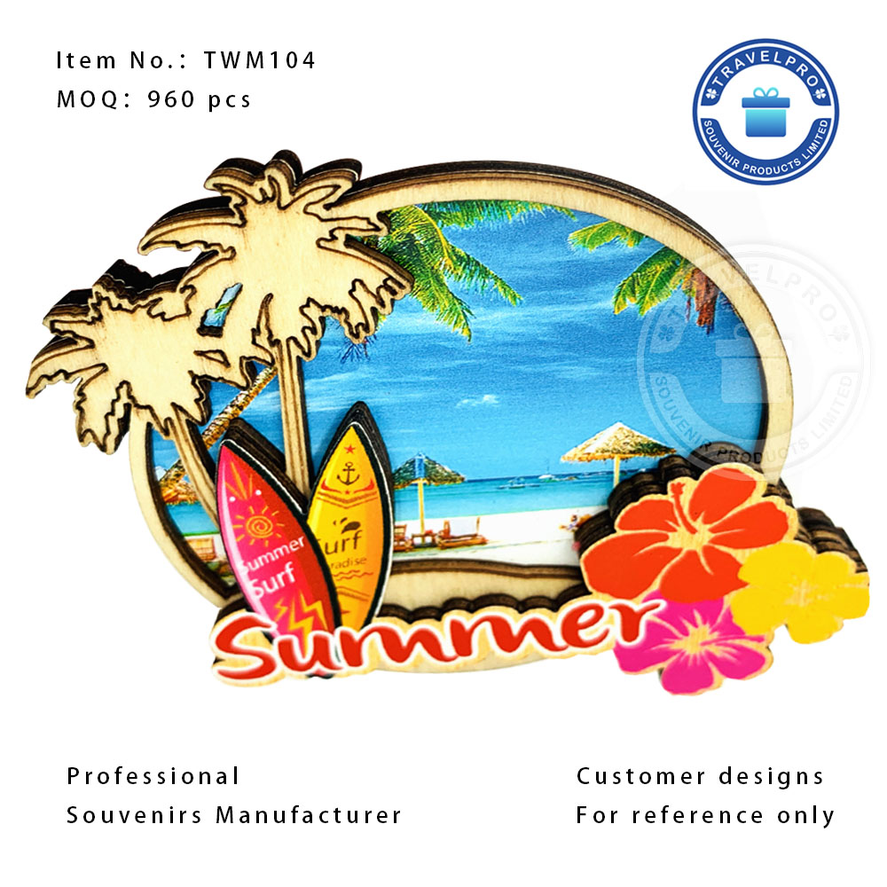 Beach And Palmtree Sea Theme Decorative MDF Magnet with Colorful Printing