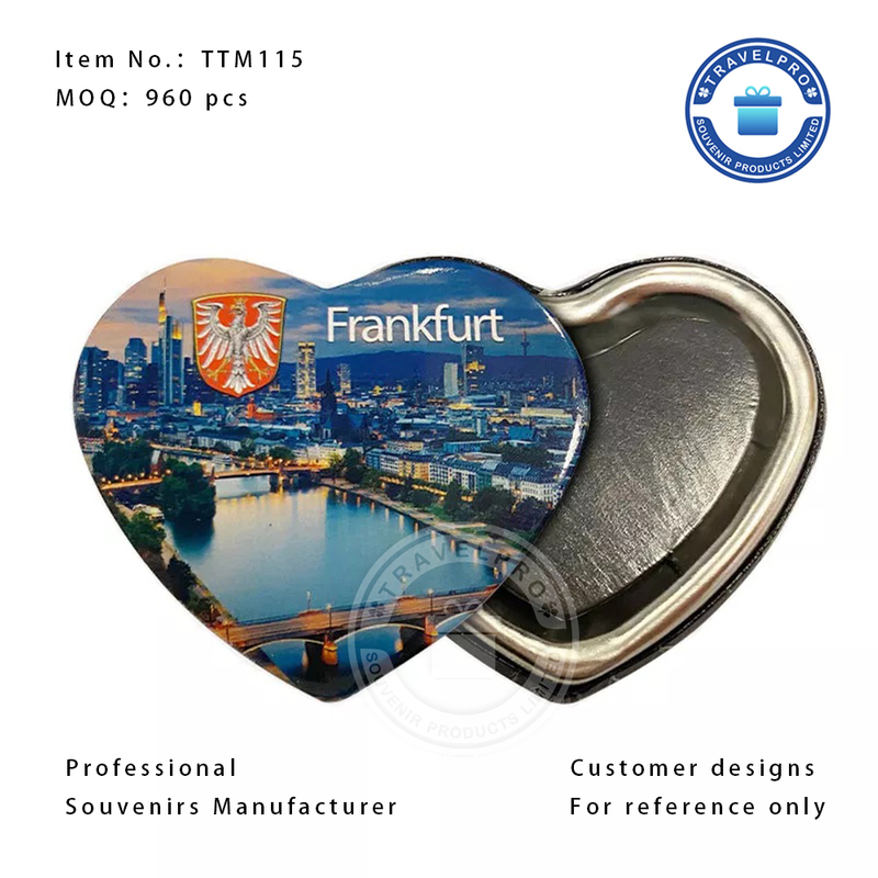 Frankfurt Heart Shape Wholesale High Quality Souvenir Tin Magnet