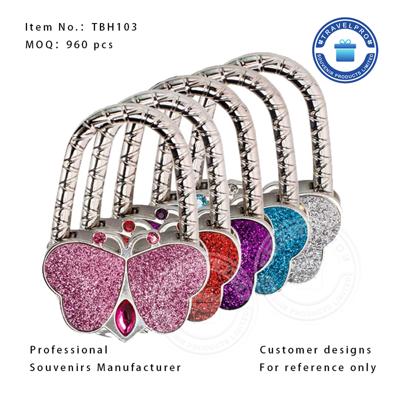 Customized Logo Metal Souvenir Butterfly Bag Hanger