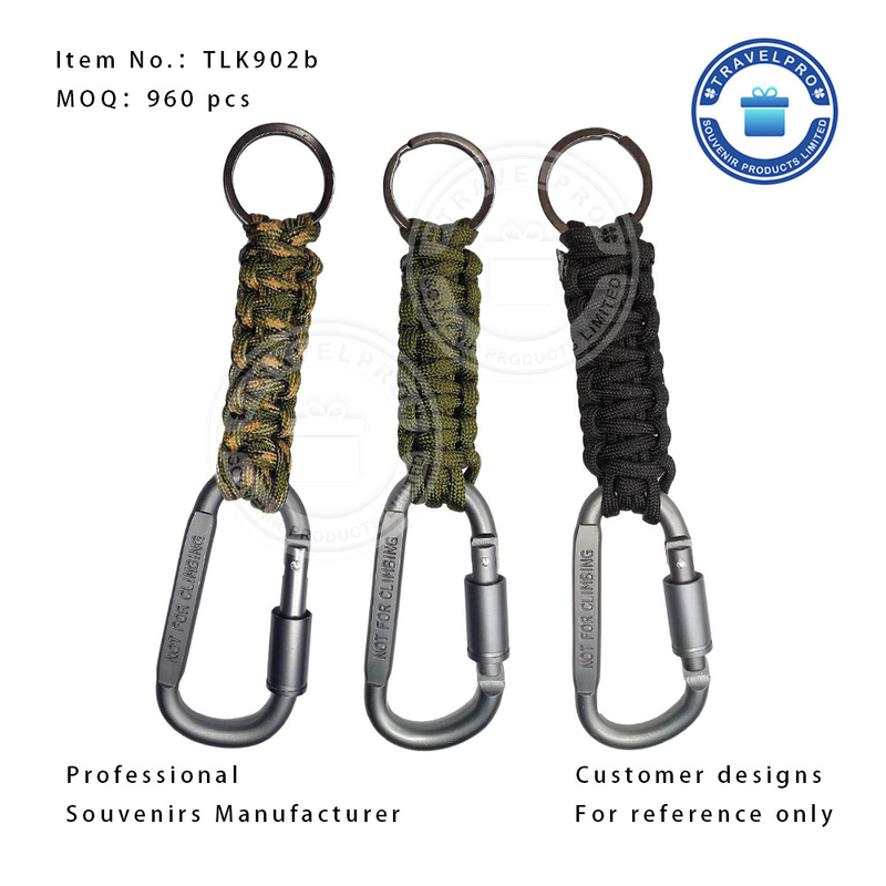 High Quality Metal Wholesale Carabiner Keychain with Nylon Strap