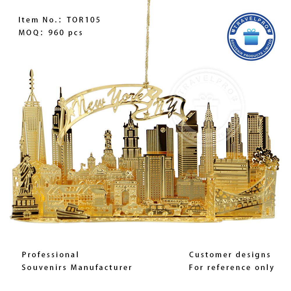 New York Decorative Souvenir Ornament in Gold Color-TOR105