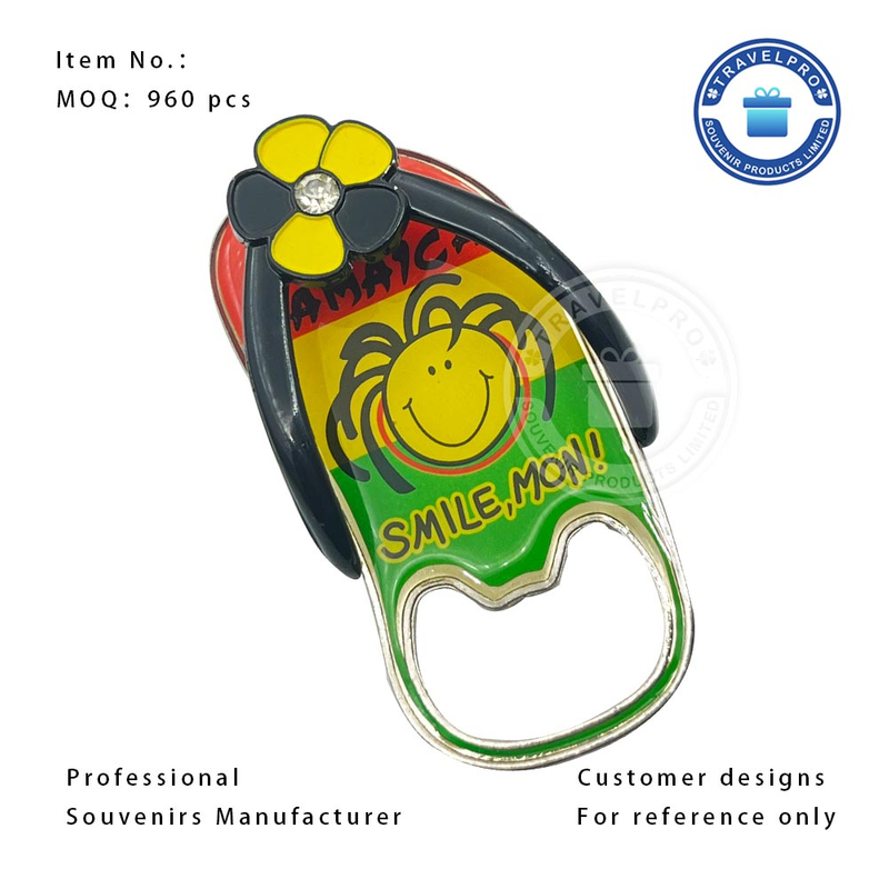 Slipper Design Jamaica Souvenir Bottle Opener with Magnet