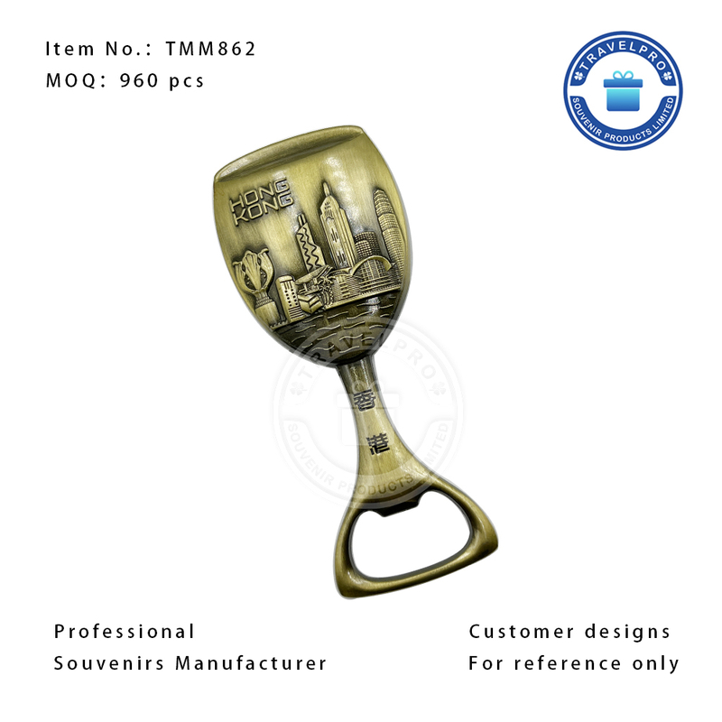 Hong Kong Cup Shaped Customized Souvenir Bottle Opener with Magnet