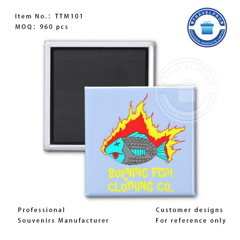 Square Shape Tin Magnet with Customized Printing Design for Promotion 