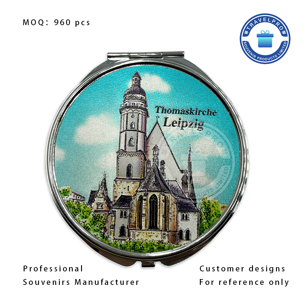 Leipzig Round Shaped Metal Souvenir Mirror