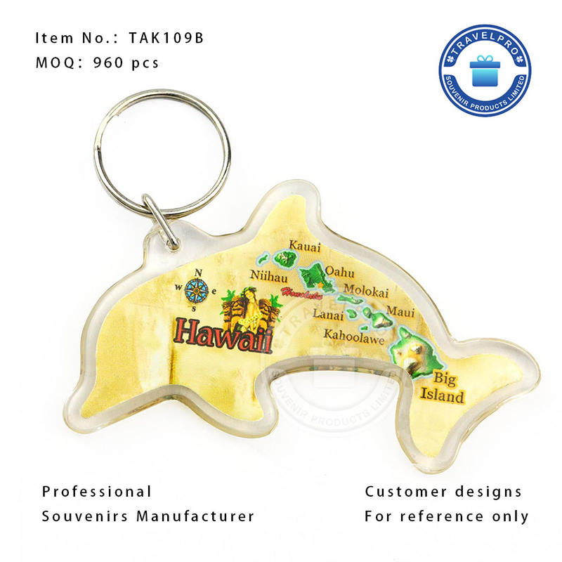 Hawaii Dolphin Promotional Acrylic Keychain with Customized Design