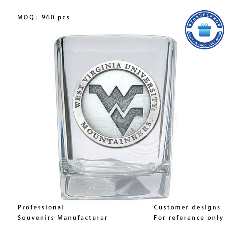 Souvenir Shot Glass with Badge with Customized Design