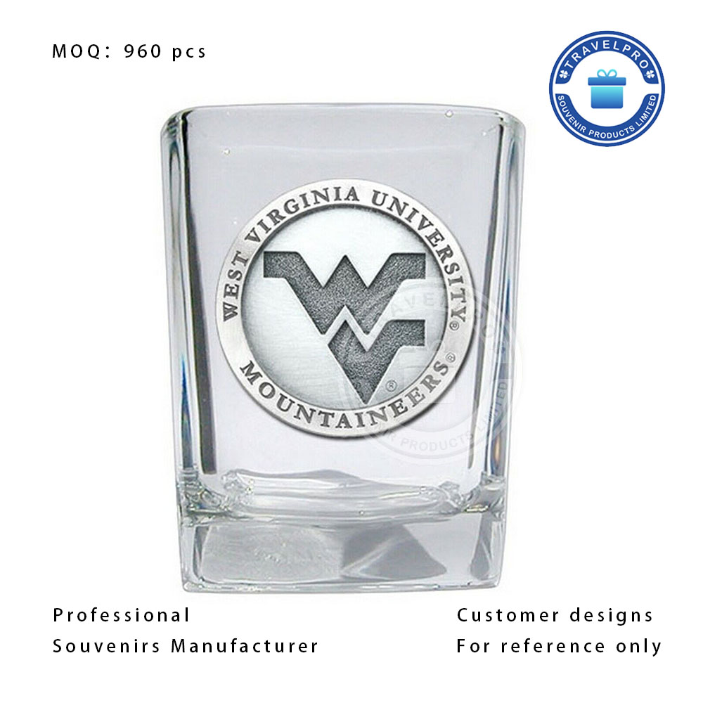 Souvenir Shot Glass with Badge with Customized Design