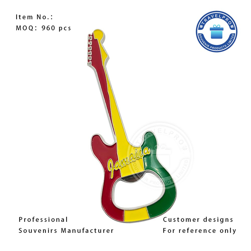 Guitar Shaped Jamaica Magnet with Bottle Opener in Customized Design