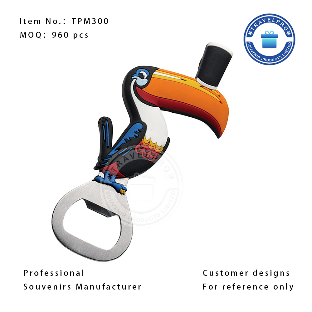Parrot Shape Soft PVC Magnet with Bottle Opener