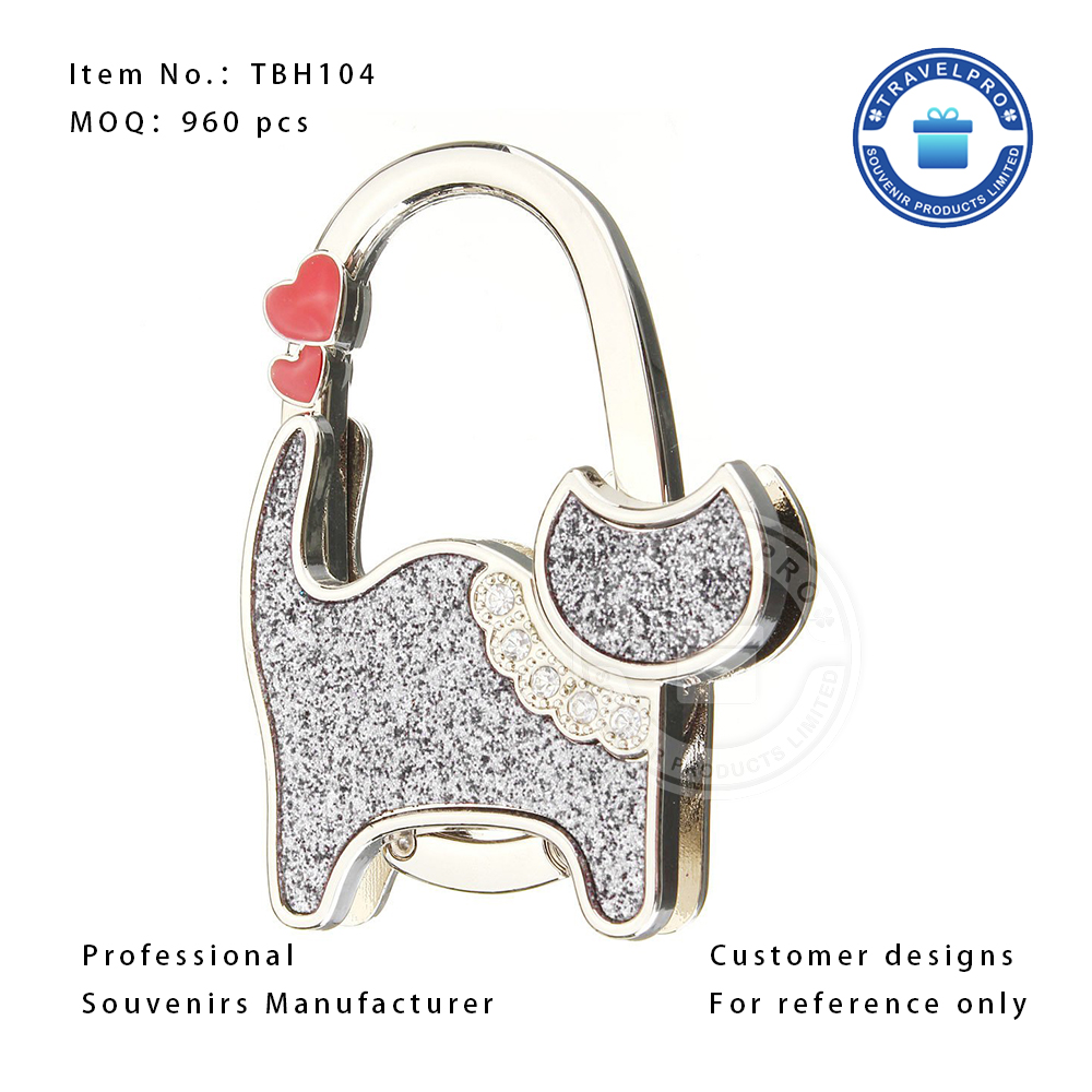 Customized Logo Metal Souvenir Cute Cat Bag Hanger