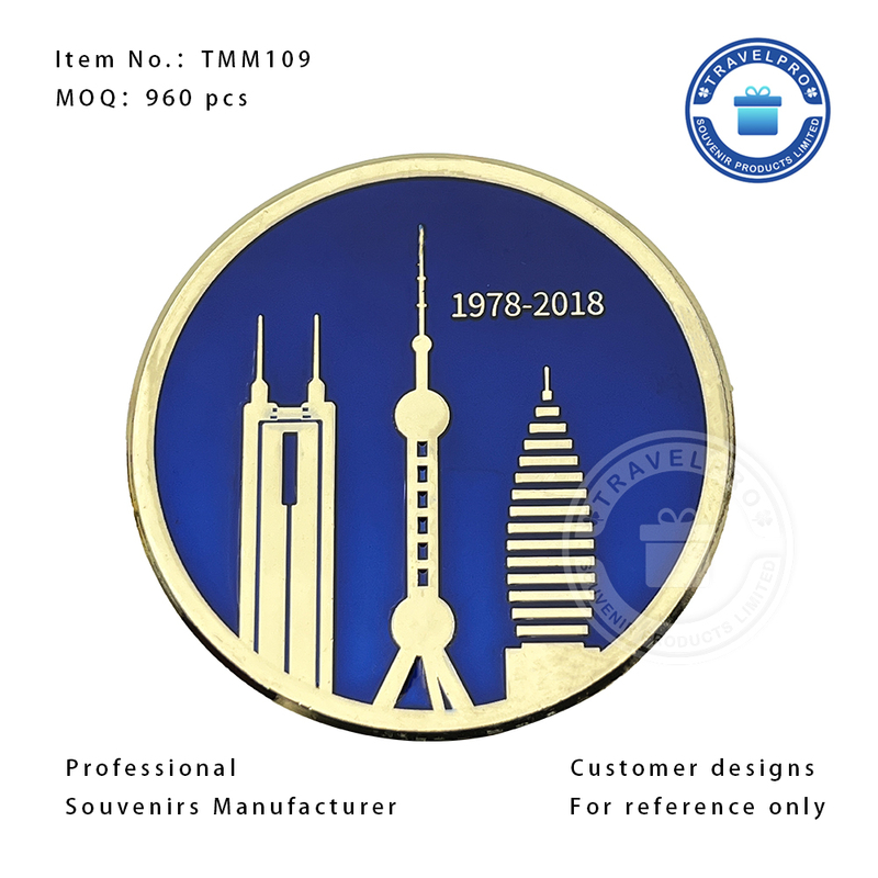 Shanghai Souvenir Metal Magnet with Customized Deisgn in Round Shape