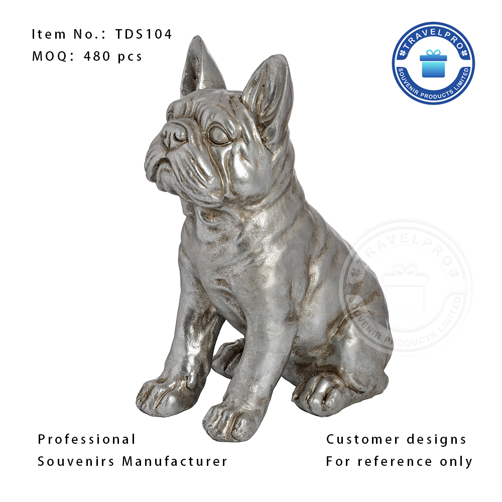 Wholesale Modern Home Deor Dog Statuette in Matt Silver Color-TDS104