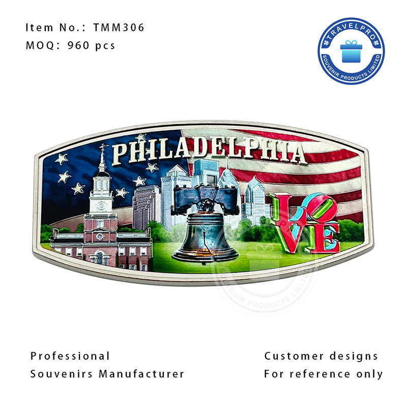 PHILADELPHIA Love Metal Souvenir Fridge Magnet with Customized Design