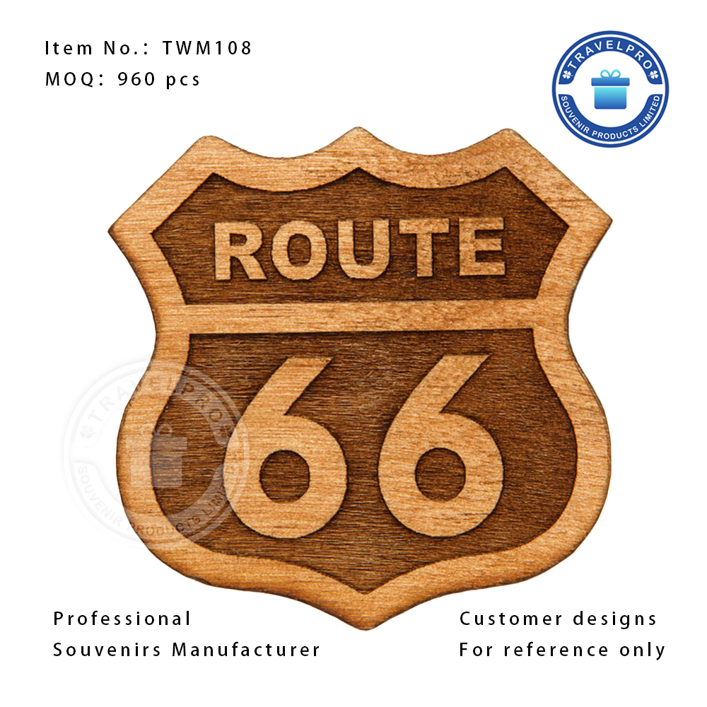 Route 66 Decorative MDF Magnet with Customized Design