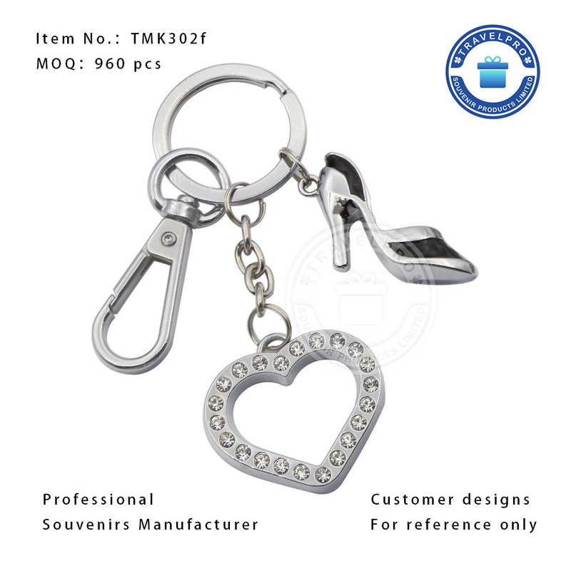 High Heel And Heart OEM Design Metal Charm Keychain for Promotion