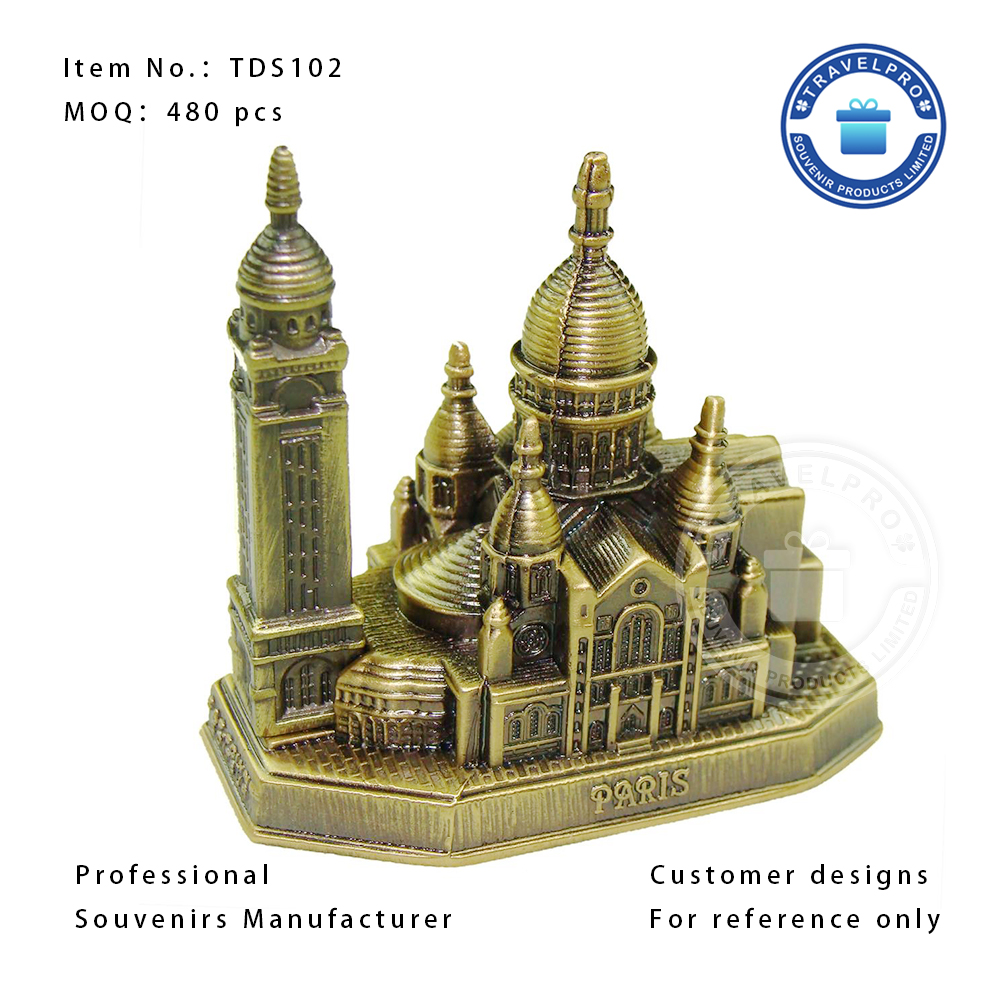 Paris Customized Statuette for Tourist in Yellow Brass Color-TDS102