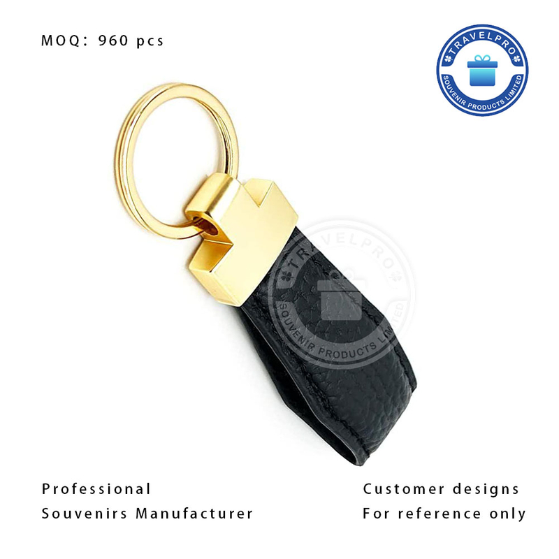 PU/leather Keychain with Gold Color Metal Part