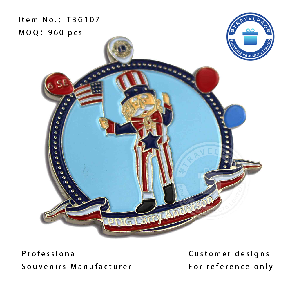Personalized Commemorative Pin Badge Filled in Colors-TBG107