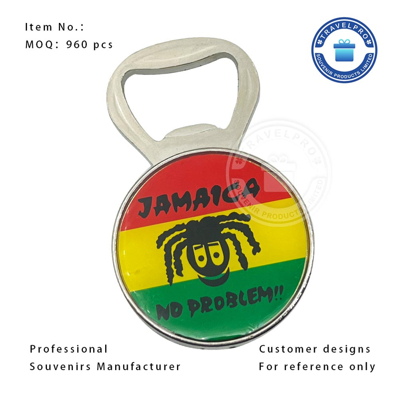 Jamaica Cap Shape Tourist Souvenir Bottle Opener with magnet