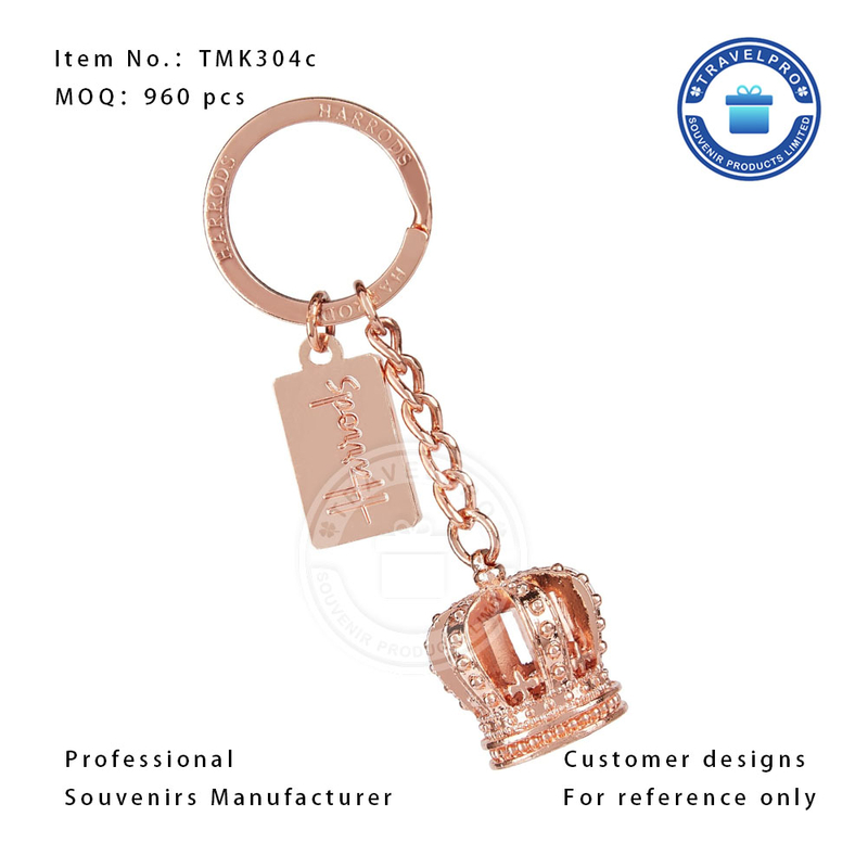 3D Crown Hot Selling Customized Metal Souvenir Keychain 