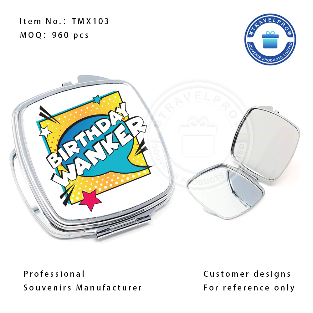 Square Metal Customized Pocket Mirror -TMX103